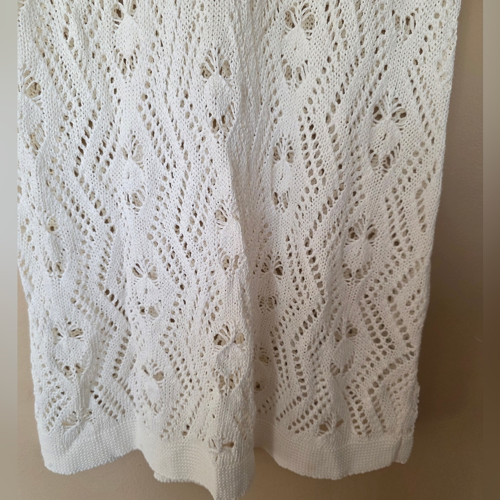 Boston Proper Crochet Tunic Tank L Boho V-Neck Open Knit Swim Cover Up Festival - Picture 3 of 10
